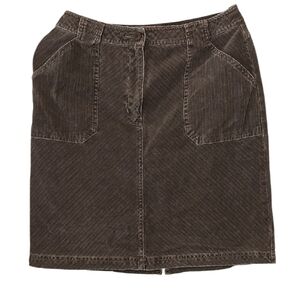 L.L. Bean Vintage Brown Corduroy Skirt size 10 Fall Pockets Boho Office